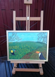 Kärlek vid första ögonkastet - oljemålning på linneduk av Jan Lindgren, 2015