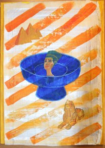 Egypten. Akryl på Papyrus av Jan David Lindgren