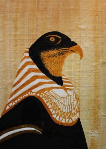 Horus. Akryl på papyrus från Egypten av Jan D Lindgren